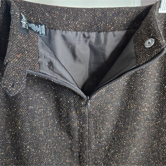 WILLI SMITH Brown Fully Lined Tweed Skirt Made in Italy Size 6 - Picture 11 of 13